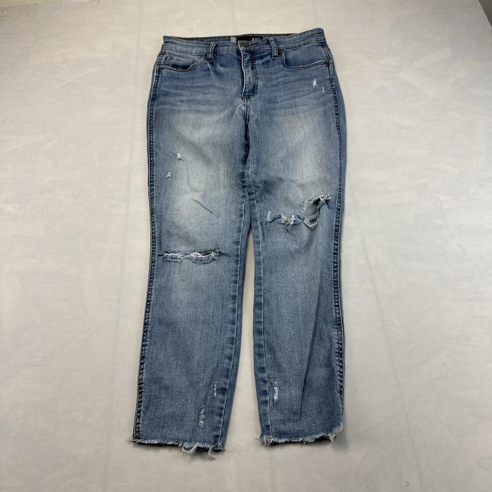 KUT From The Kloth Womens Jeans Size 4 Blue Distressed Ripped Raw Hem